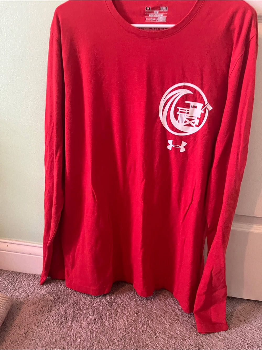 Under Armour Men's Long-Sleeve Red Performance Shirt with White Logo